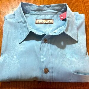 Paradise Blue Mens Light Blue Short Sleeve Hawaiian Shirt.  XXL  Worn Once.